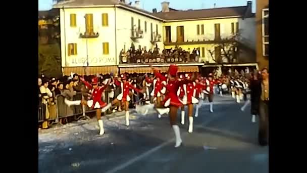 Novara Italy March 1980 Majorettes Carnival Novara Years — Stock Video