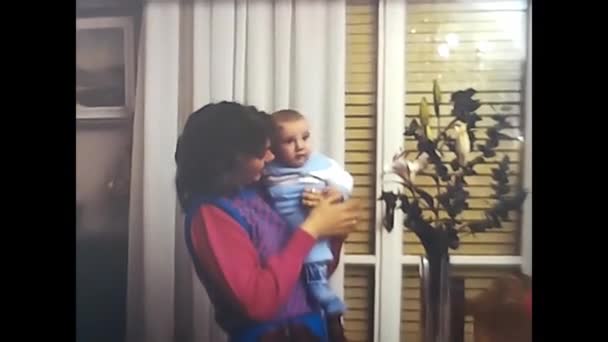 Milan Italy March 1980 Woman Newborn Her Arms 80S — Stockvideo