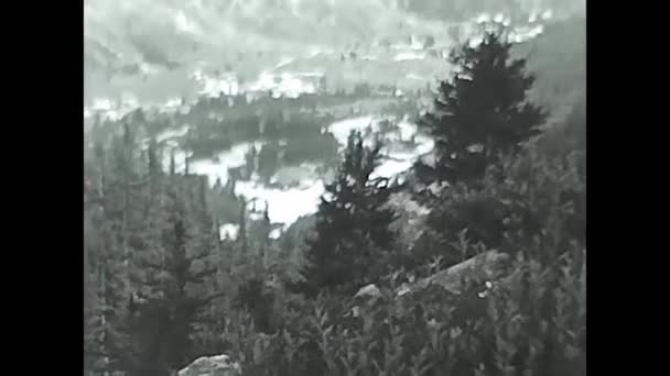 Valle Aosta Italy Aly June 1950 Black White Footage Lake — 图库视频影像