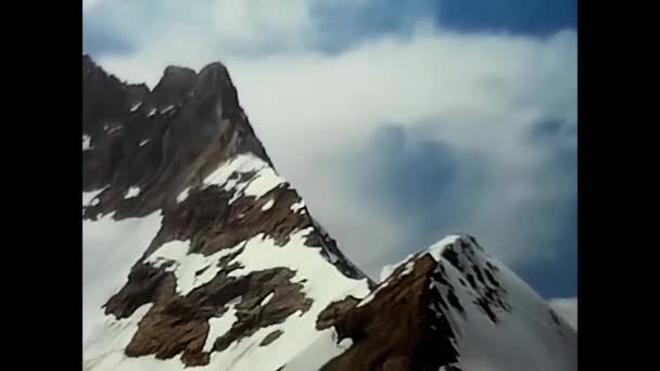 Livigno Italy October 1960 Landscape Snow Capped Mountains Alps 60S — Stock Video
