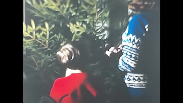 Mediolan Włochy Grudnia 1960 Dekoracja Domu Rodzinnego Boże Narodzenie Tych — Wideo stockowe