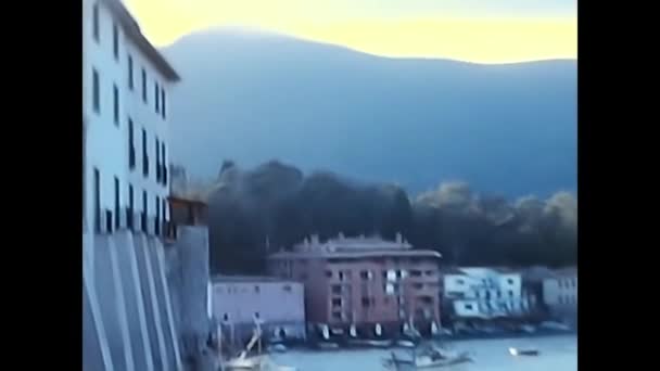 Salento Itália Junho 1970 Porto Com Navios Vista Cidade Dos — Vídeo de Stock