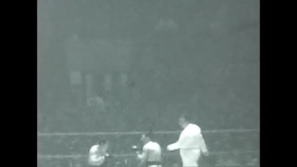 Roma Italy March 1950 Boxing Match Black White — Stock Video