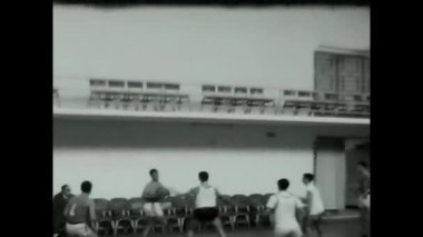 Roma, İtalya 13 Mart 1950 'de siyah beyaz basketbol maçı