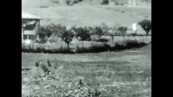 Rome Italië Juni 1950 Mensen Picknicken Bergen Jaar Zwart Wit — Stockvideo