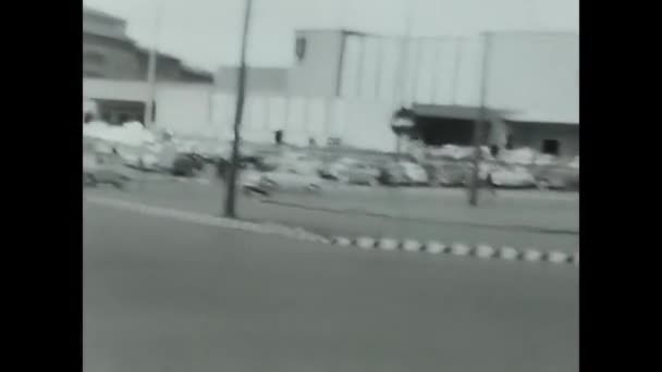 Florence Italy December 1960 Parking Buses Florence 60S Black White — Video