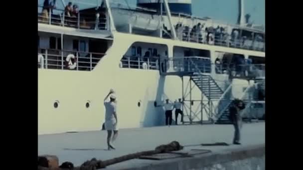 Rome Italy June 1960 People Cruise Ship Port 60S — Wideo stockowe