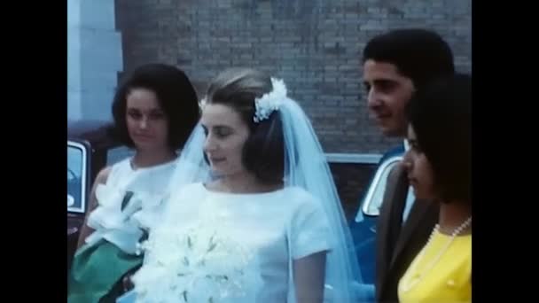 Rome Italy March 1960 Spouses Church Greet Guests — Stockvideo