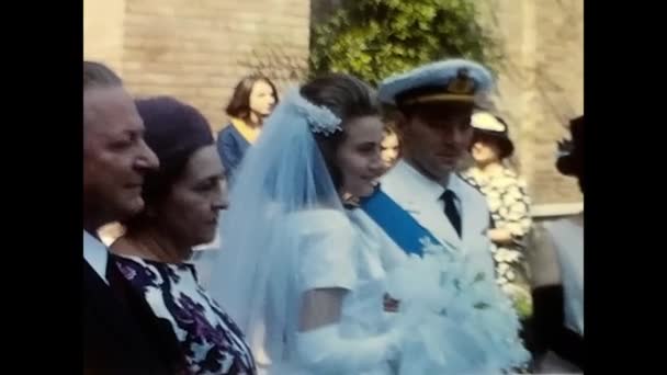 Rome Italy March 1960 Spouses Church Greet Guests — Stockvideo