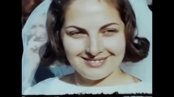 Rome Italy April 1950 Bride Car Leaving 1950S — Video