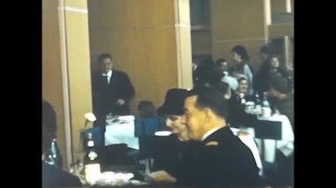 rome,italy 14 april 1950:wedding lunch at the restaurant in the 50s