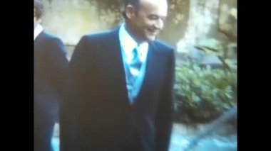 Rome, Italy April 1950 : arrival of the bride in the church by car in the 1950s