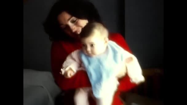 Rome Italy February 1960 Happy Moments Family Newborn Baby Mum — Wideo stockowe