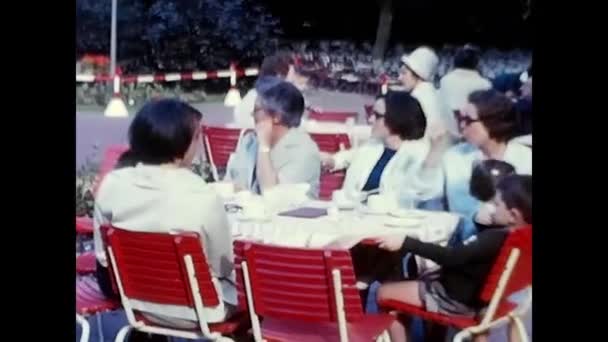 Ravello Naples June 1960 Women Children Sitting Table Eating Park — Vídeo de Stock