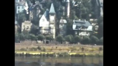 Lucerne, switzerland may 1960: landscape of the city of lucerne in switzerland from the river in the 1960s