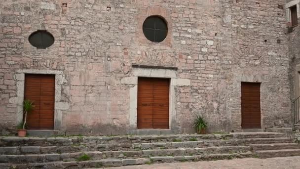 Historycznej Miejscowości Macerino Znajduje Się Górach Umbrii Końcu Góry Wszystko — Wideo stockowe