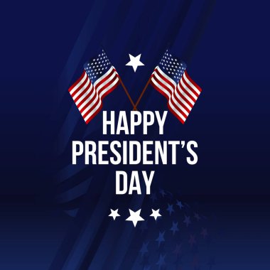 ABD 'de Başkanlar Günü' nüz kutlu olsun. Tasarımı, Amerika Birleşik Devletleri bayrağını sallayarak kutluyoruz. Vektör illüstrasyonu.