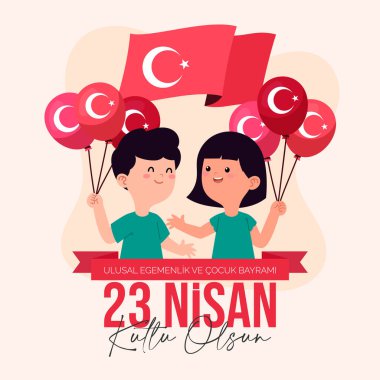23 Nisan Ulusal Egemenlik ve Cocuk Bayrami. 23 Nisan Ulusal Egemenlik ve Çocuk Günü. Eps10 vektör illüstrasyonu.