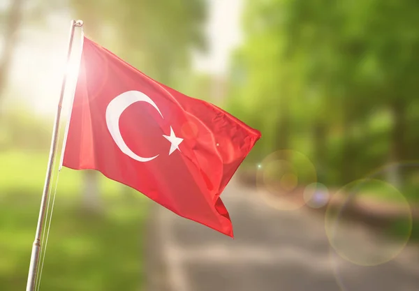 Турецький Прапор Розмитому Тлі Турецьких Свят Листопада Травня Квітня Жовтня — стокове фото