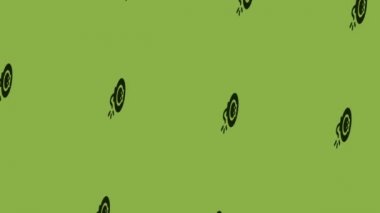 Yeşil arkaplanda dönen bomba simgesinin canlandırması