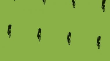 Yeşil arkaplan üzerinde ok simgesi dönen paketin canlandırması