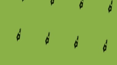 Yeşil arkaplanda kuş ve kuş evi simgesinin canlandırması