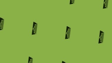 Yeşil arka planda dönen eski ortaçağ kitabının animasyonu