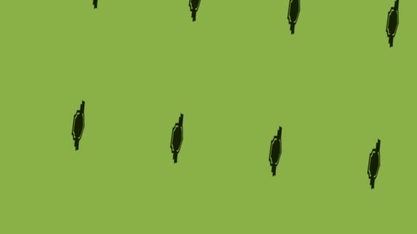 Анімація Чорної Ікони Щита Крутиться Зеленому Фоні — стокове відео