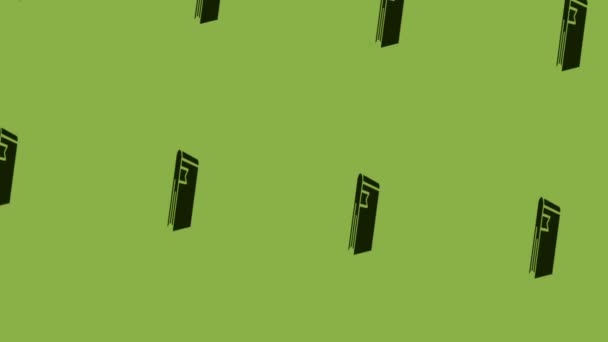ブックマークが緑の背景に回転している黒い本のアニメーション — ストック動画