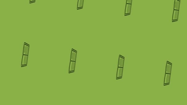 Анимация Иконки Учебника Вращения Зеленом Фоне — стоковое видео