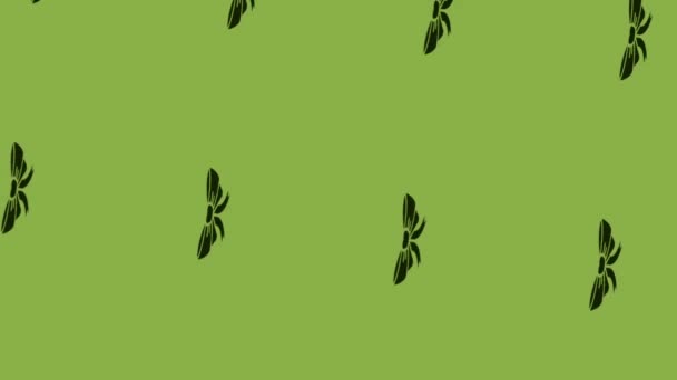 Spinning Bogensymbol Animation Auf Grünem Hintergrund — Stockvideo
