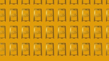 Akıllı telefon ekranındaki oklar sarı ekrandaki simge canlandırması
