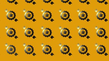 Sarı üzerine yıldız ödülü ikonu olan siyah madalyanın animasyonu