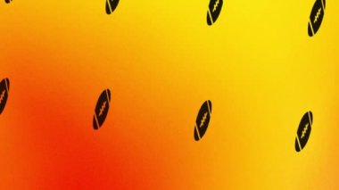 Turuncu ve sarı üzerine dönen rugby topu ikonu animasyonu