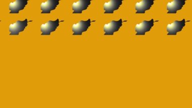 Afganistan haritası sarı üzerine simge canlandırması