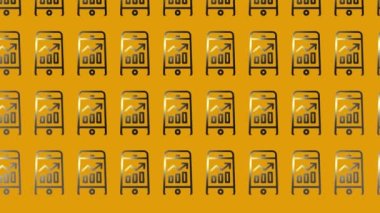 Sarı üzerinde analitik uygulama simgesi canlandırması olan akıllı telefon