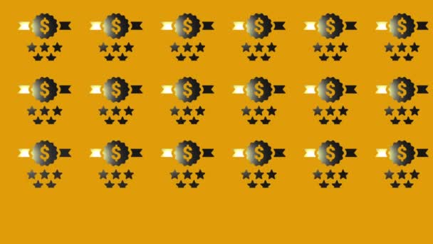 Award Emblem Dollar Sign Stars Icon Animation Yellow — Stock Video