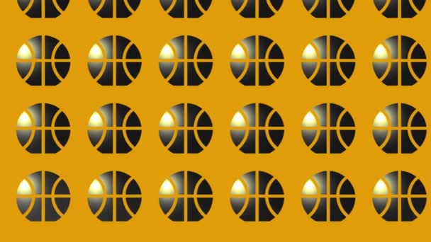 Schwarze Basketball Ikone Animation Auf Gelb — Stockvideo