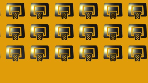 Basketball Korb Icon Animation Auf Gelb — Stockvideo