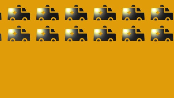Animation Ambulance Automobile Icon Yellow — Stock Video