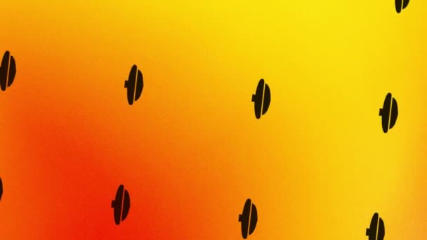 Animasi Ikon Buah Berputar Pada Warna Oranye Dan Kuning — Stok Video