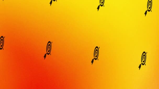 在橙色和黄色的目标图标动画中旋转箭头 — 图库视频影像