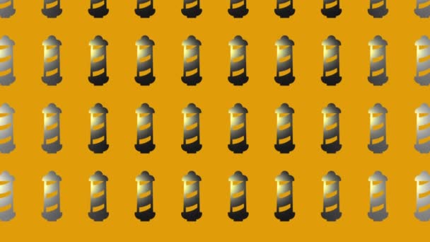 Animação Ícone Polo Barbearia Preto Amarelo — Vídeo de Stock