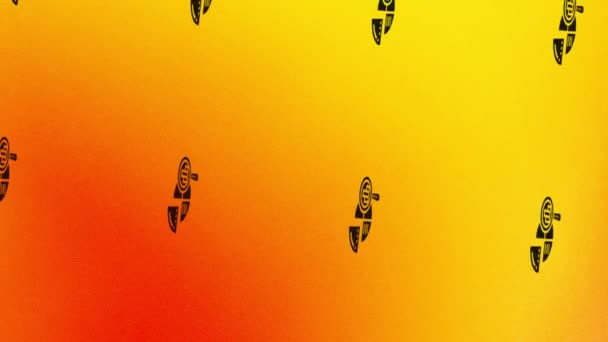 Spinnlupe Mit Analytics Icon Animation Auf Orange Und Gelb — Stockvideo
