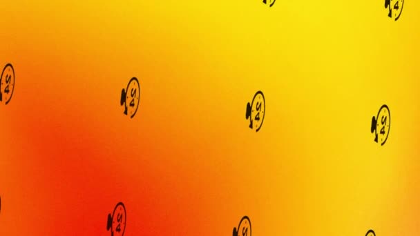 Animasi Ikon Jam Berputar Pada Oranye Dan Kuning — Stok Video