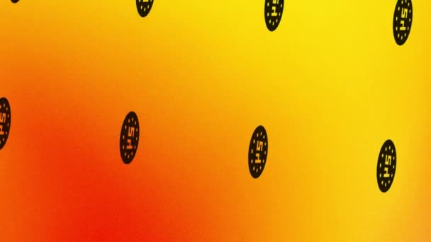 Spinning Black Symbol Animation Orange Yellow — Stock Video