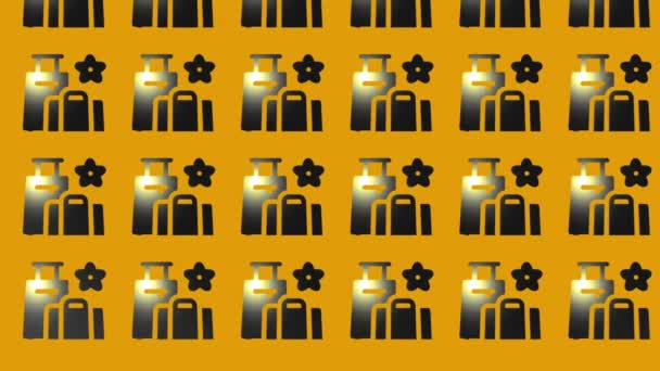 黄色黑色旅行行李图标动画 — 图库视频影像
