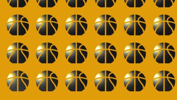 Animatie Van Zwarte Basketbal Pictogram Geel — Stockvideo