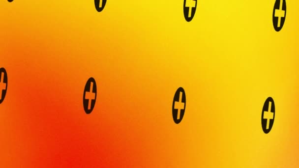 Rotationskreis Mit Pluszeichen Animation Auf Orange Und Gelb — Stockvideo