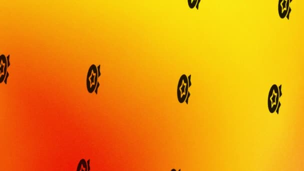 Вращающаяся Эмблема Изображением Звезды Ленты Оранжевом Желтом — стоковое видео